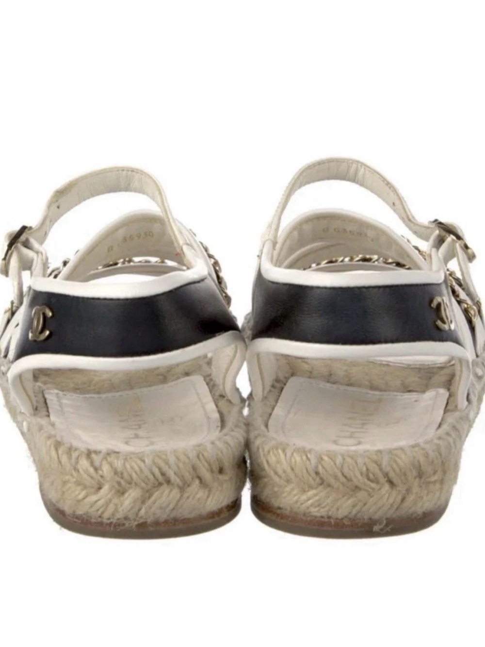Chanel White Dad Sandals with Black Trim - Picture 9 of 15